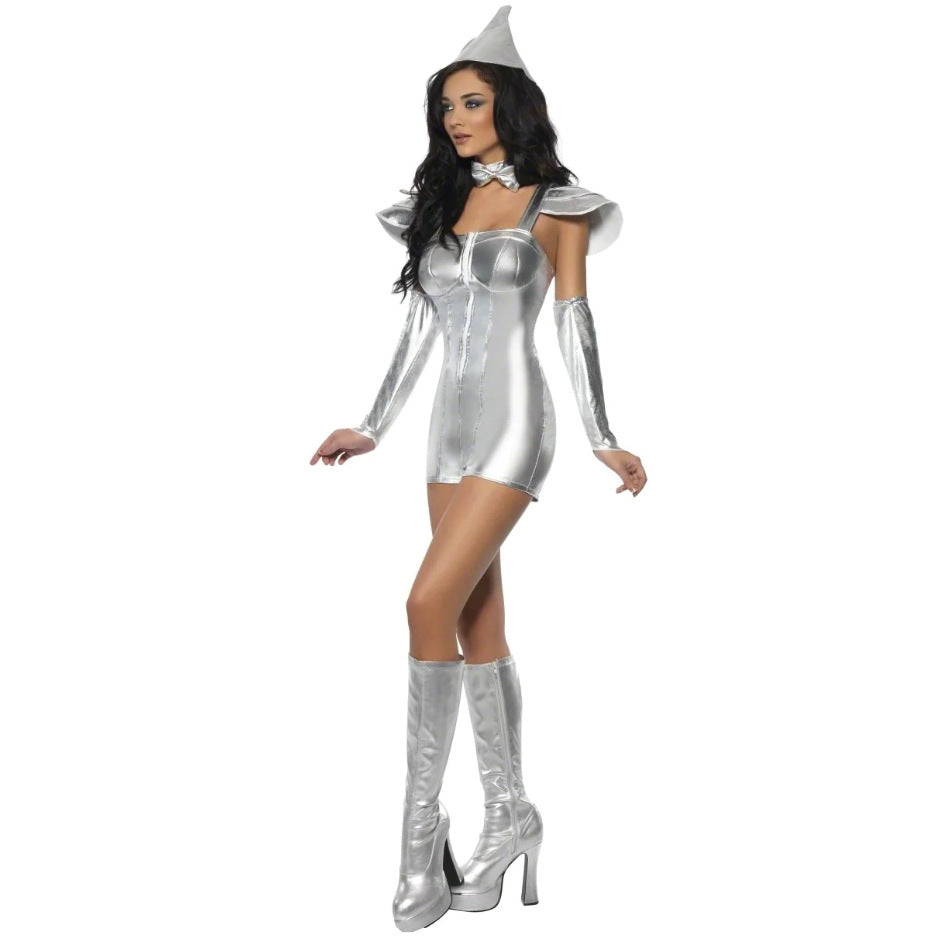 M-XL Silver Tin Man Wizard Of Oz Cosplay Halloween Costume