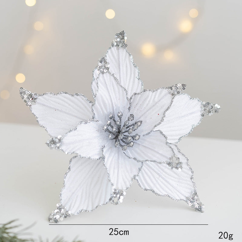 25Cm Glitter Velvet Christmas Flower