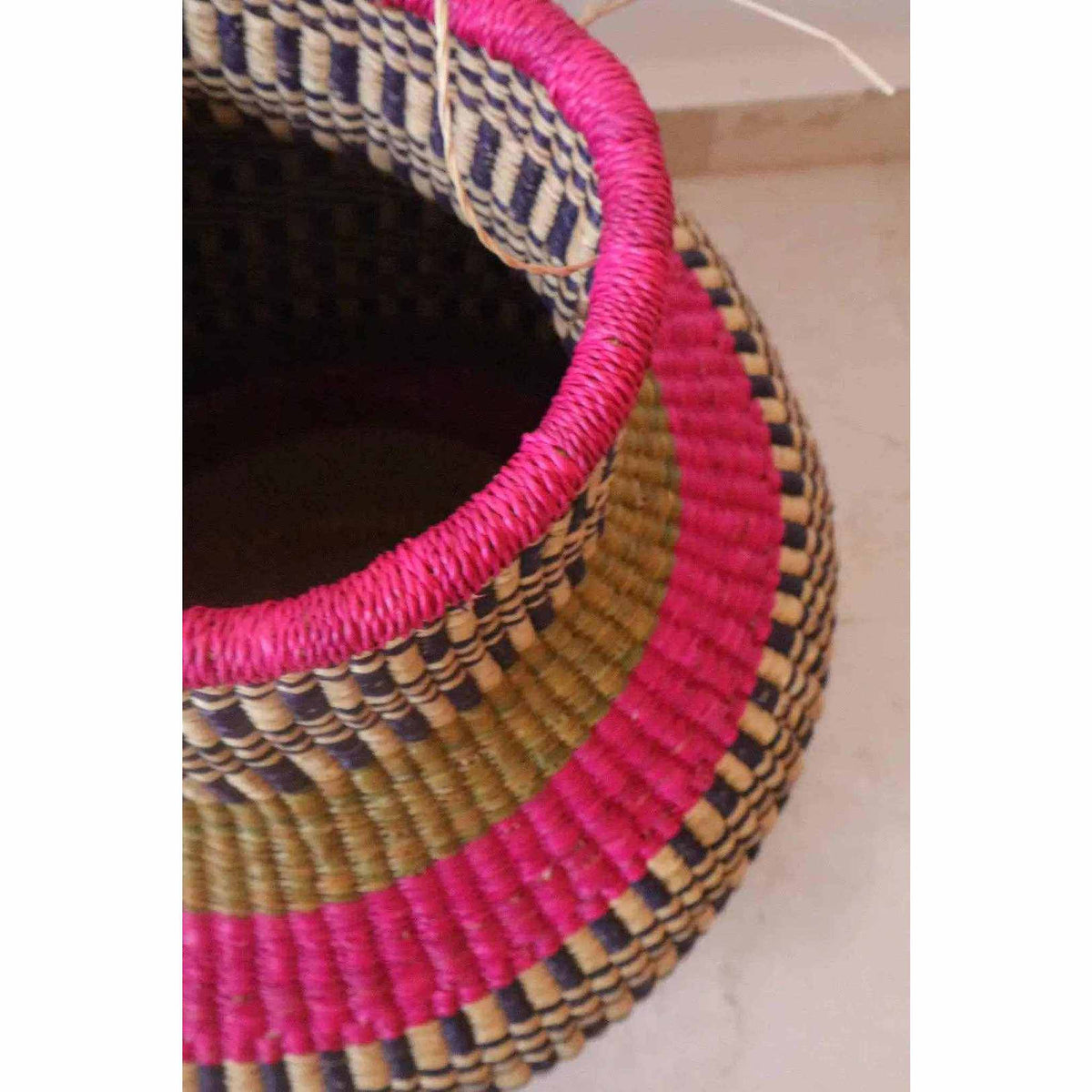 Pink Round African Decorative Basket Burkina Faso