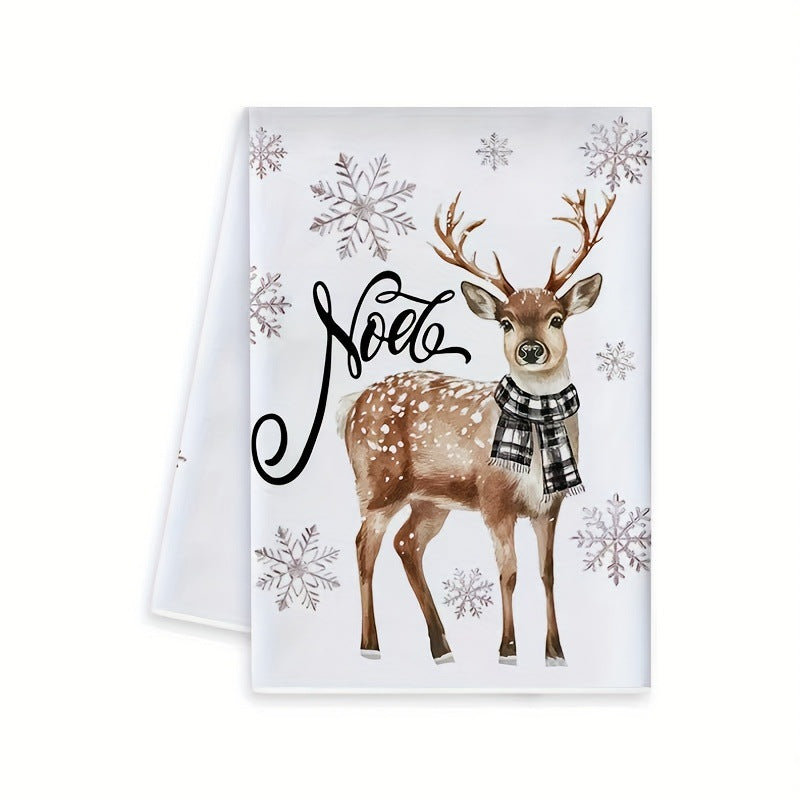 Christmas Print Kitchen Towel, Customizable Design, Absorbent