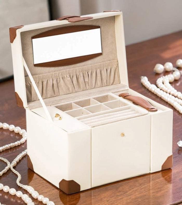 Ivory Leather Jewelry Box