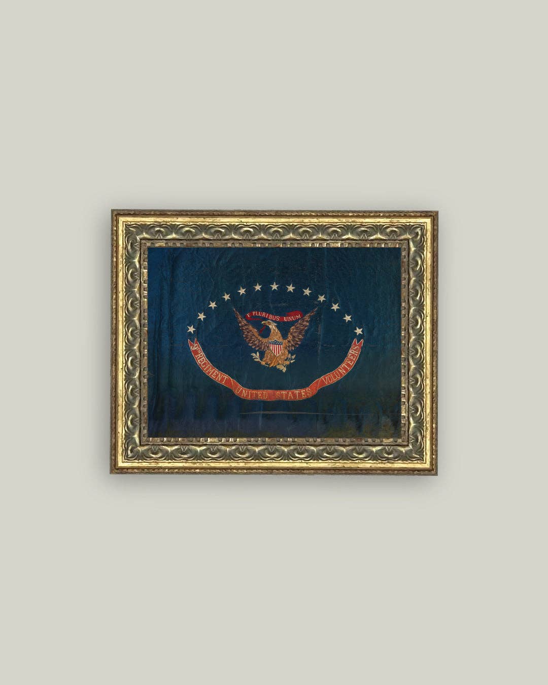 Flag of the 9th Regiment Framed Antique Art: 7x5
