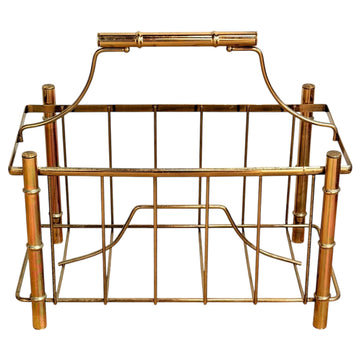 Vintage Brass Faux Bamboo Magazine Rack