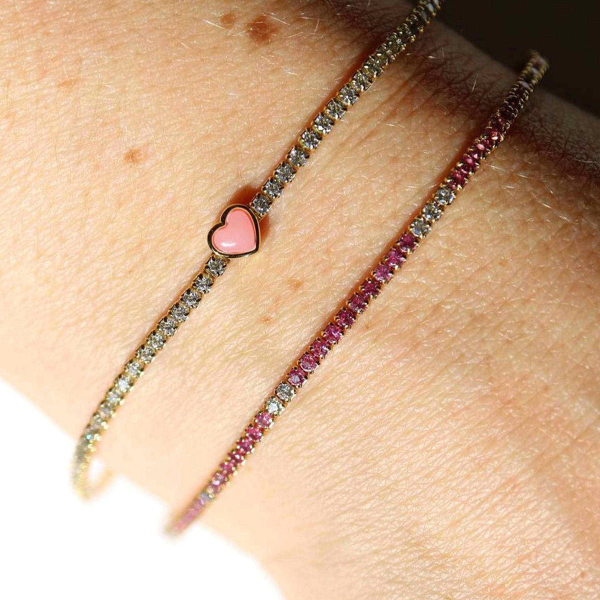 Mini Dazzle Pink Topaz and Diamond Tennis Bracelet