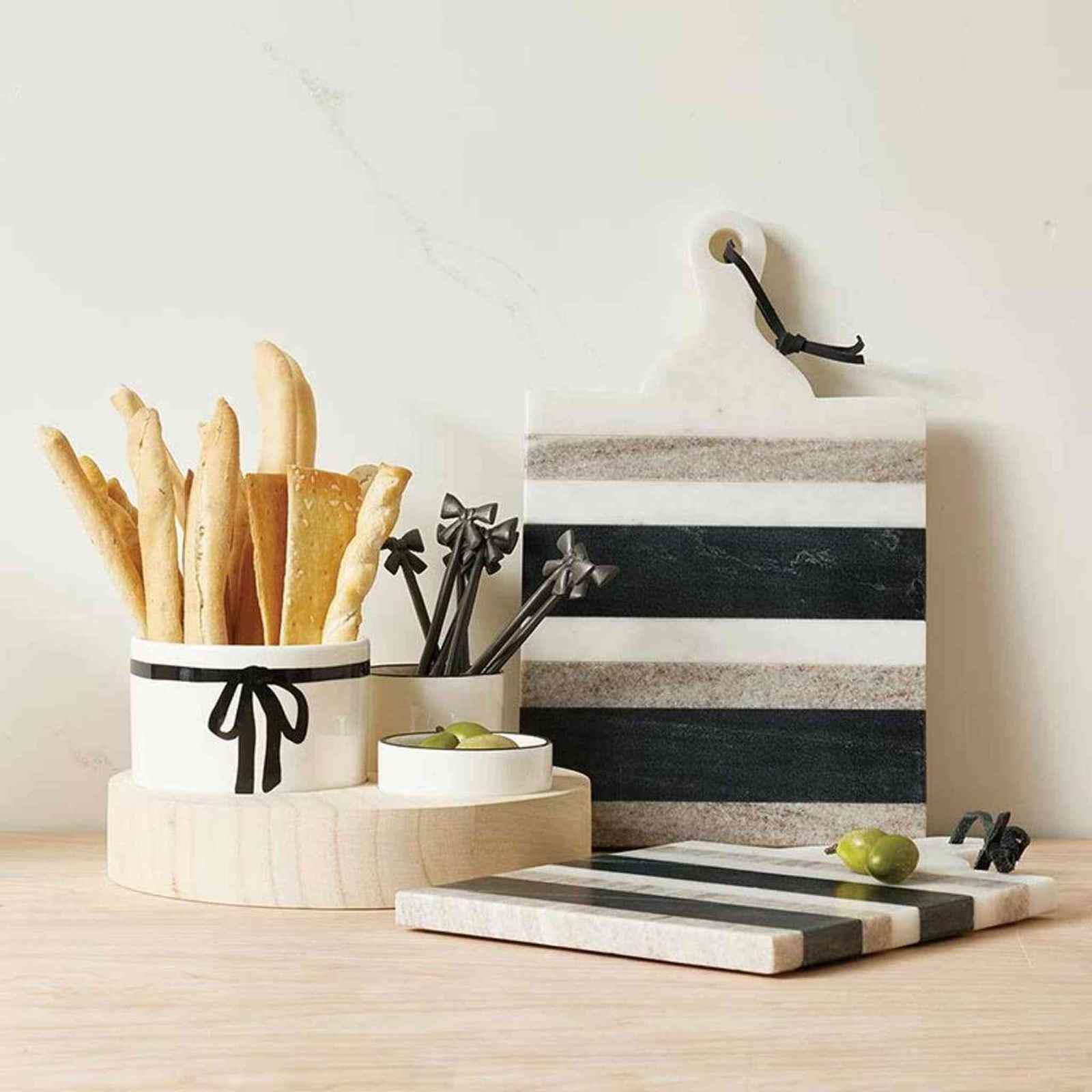 Stripe Marble Board with Handle