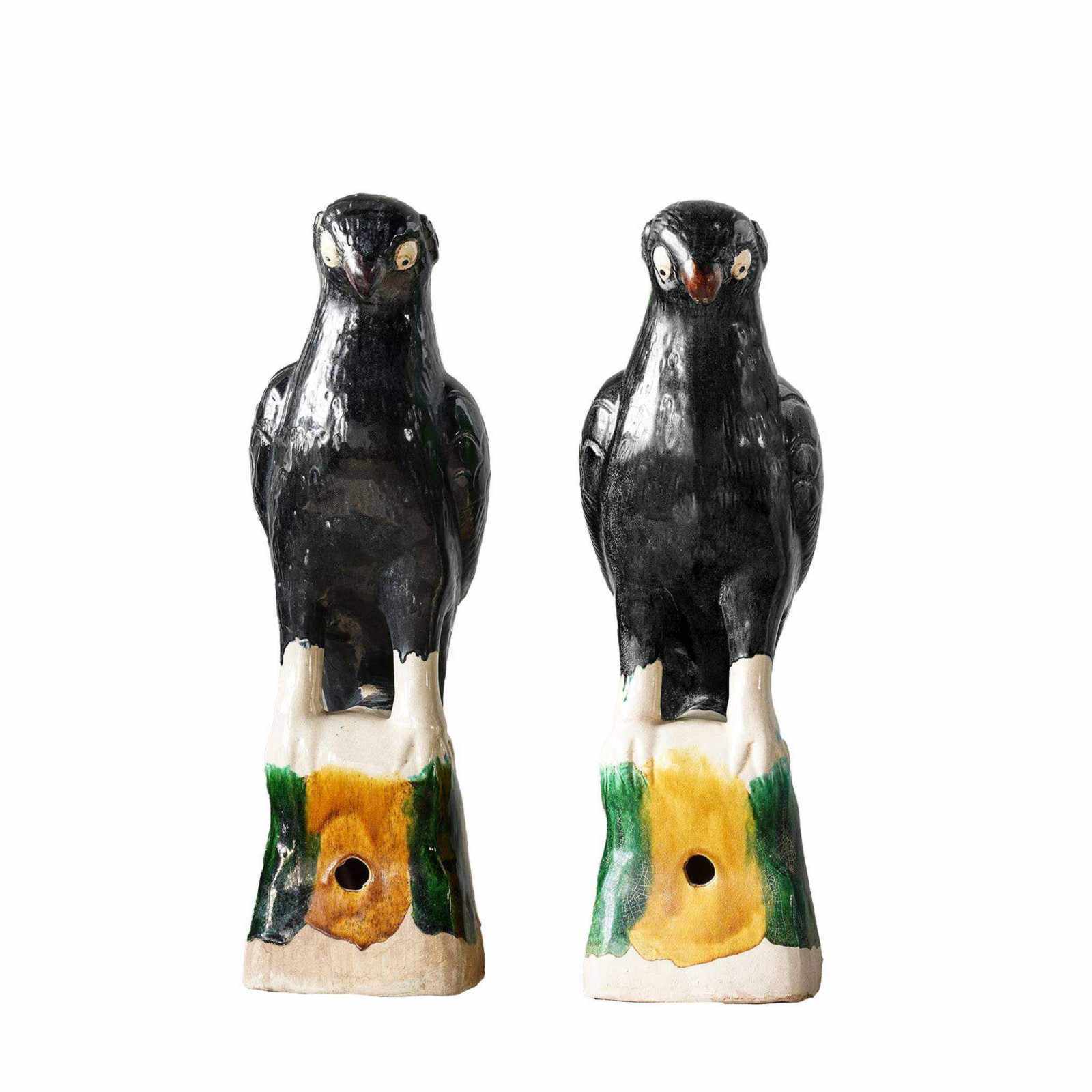 Jingdezhen Hand-Painted Porcelain Bird, Pair