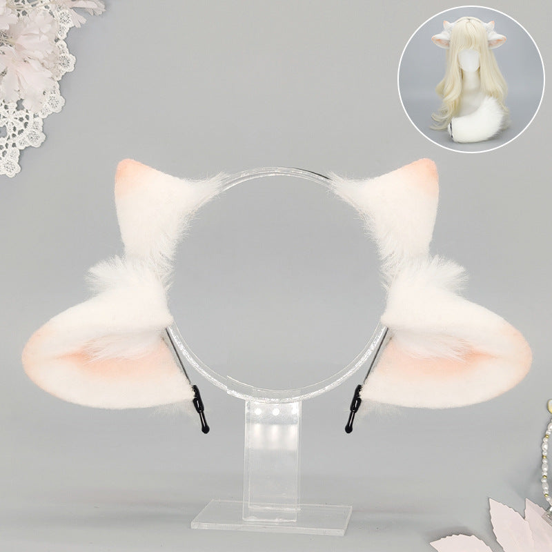 COS Sheep Ears Headband Tail Set Halloween Costume