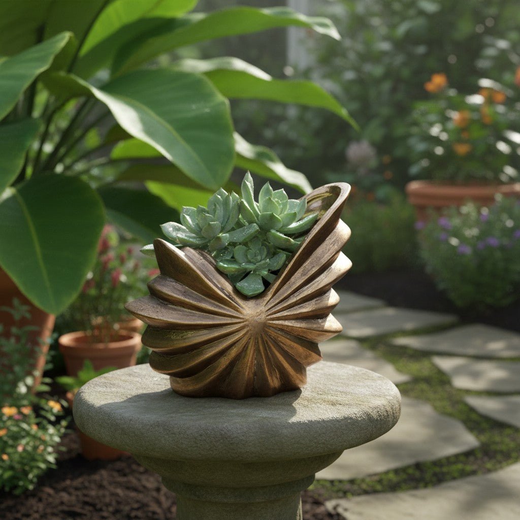 Gold Pewter Seashell Planter Item