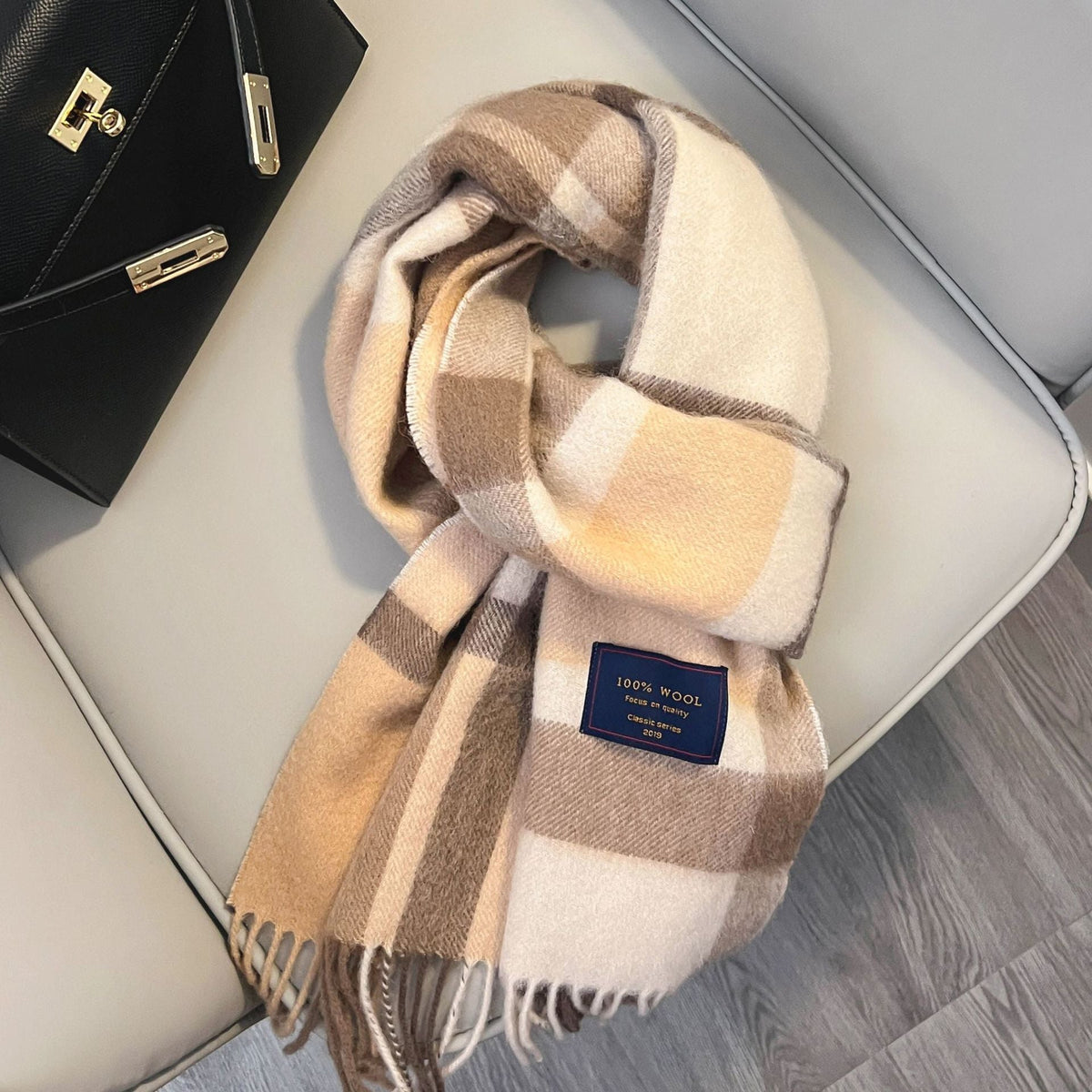 Winter Cashmere Blend Classic Plaid Warm Scarf