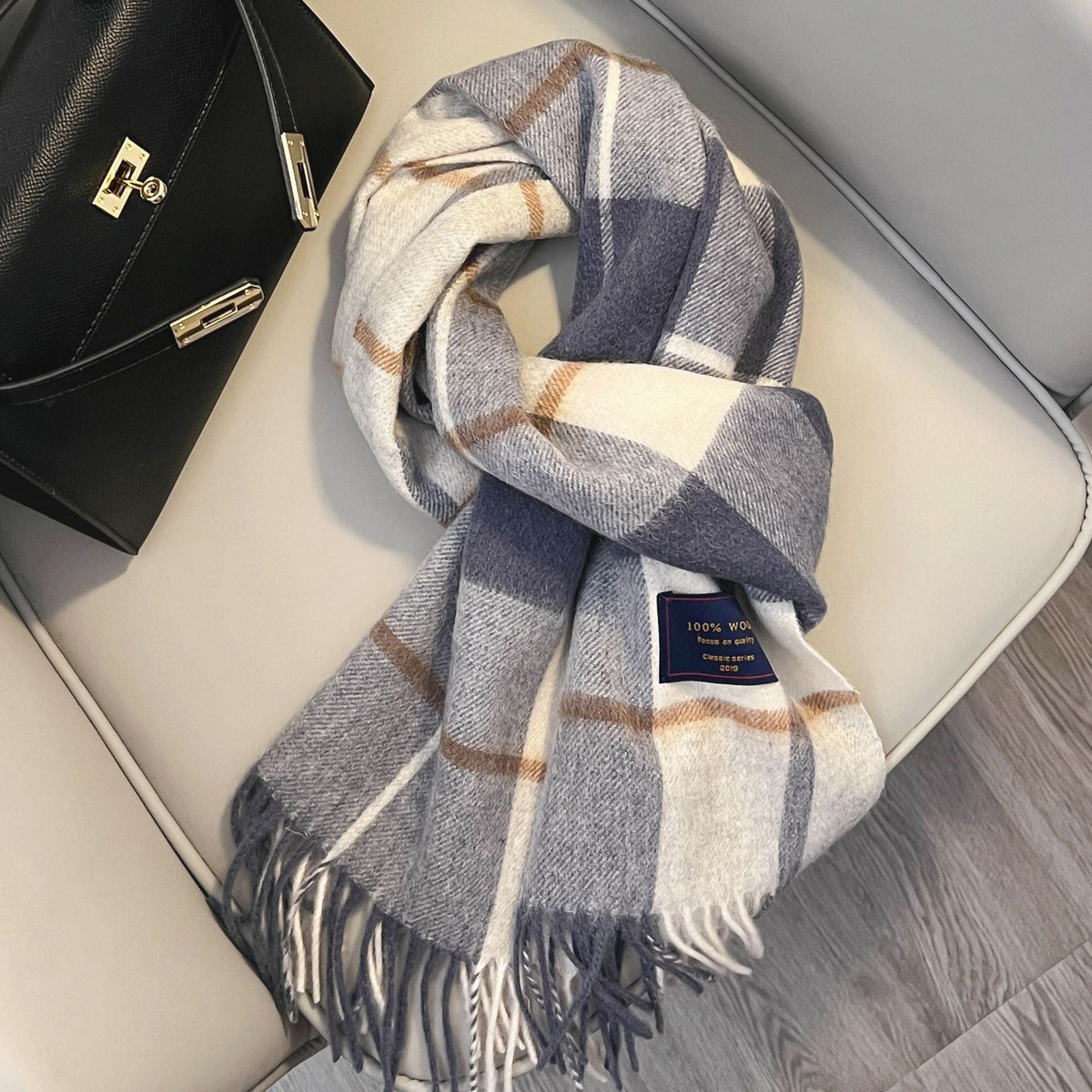Winter Cashmere Blend Classic Plaid Warm Scarf