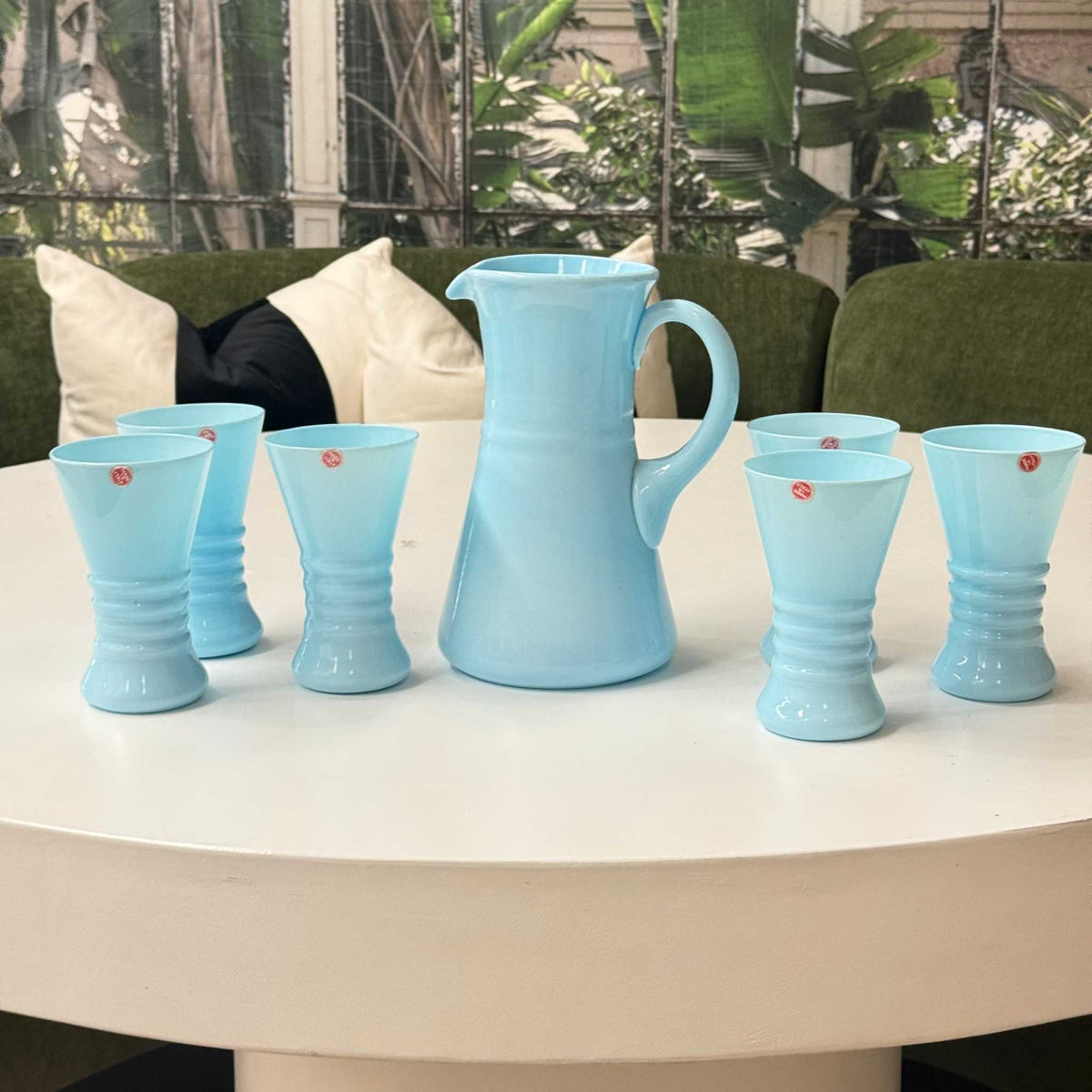 Vintage Italian opaline glassware Serving set of 6