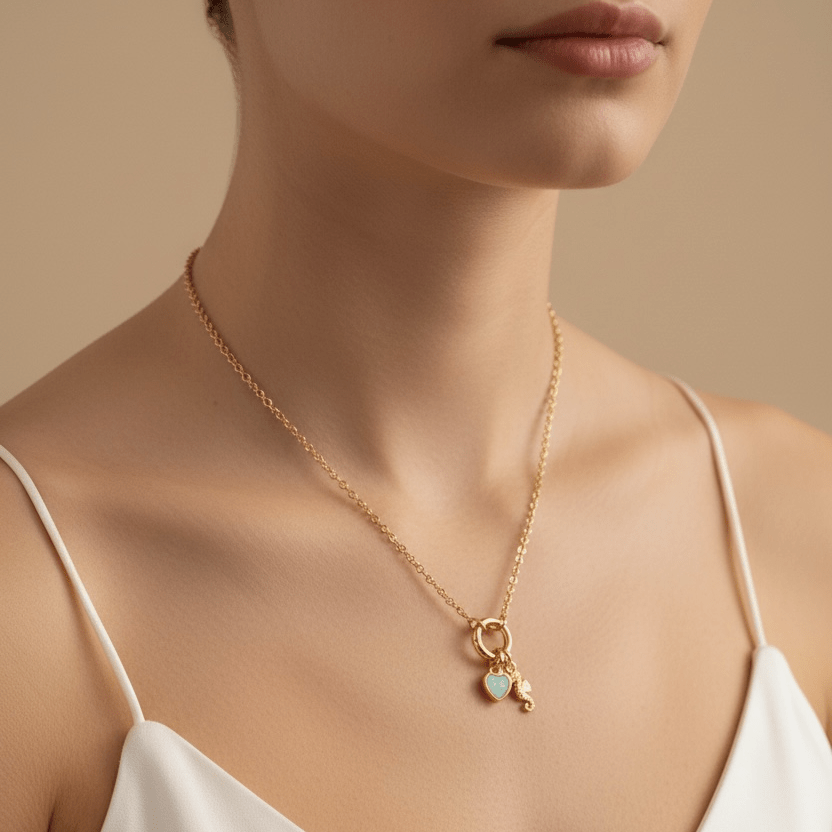 18k Gold Filled Rolo Chain Necklace Featuring Carabiner Clasp