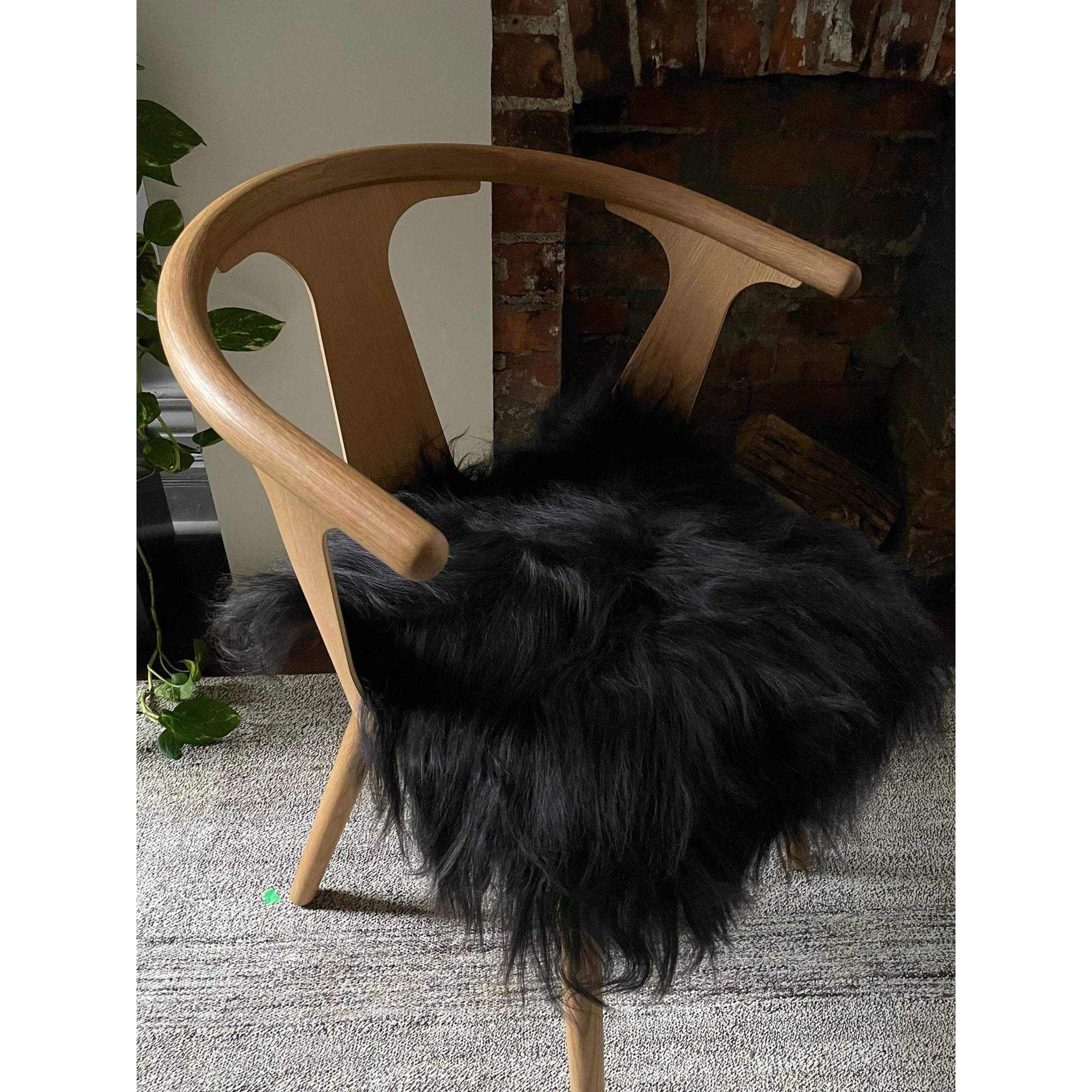 Black Icelandic Sheepskin Chair Pad