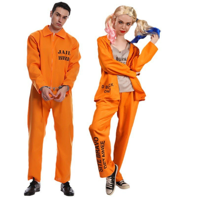 Halloween Orange Prisoner Cosplay Costume For Men And Women