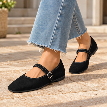 Maribelle – Square-Toe Buckle Mary Jane Flats