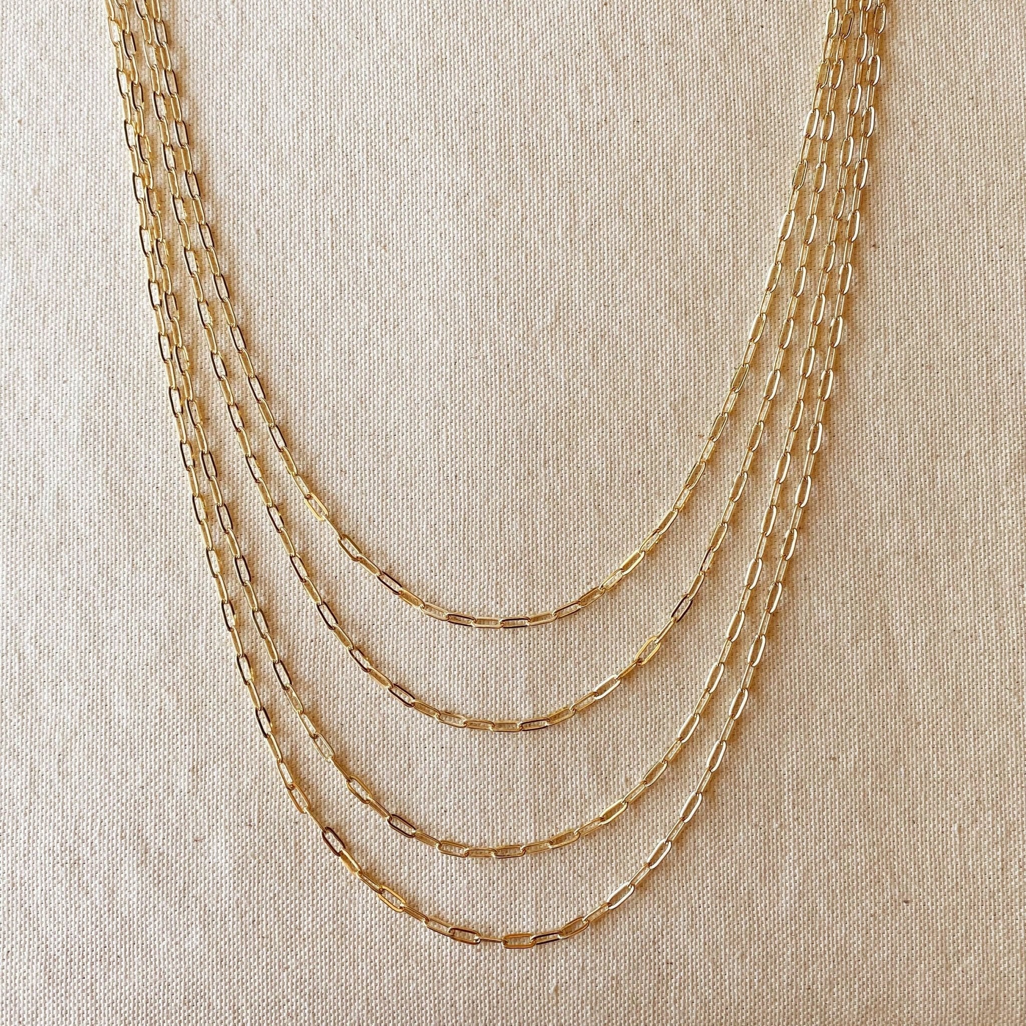 18k Gold Filled Short Link Paperclip Chain: 16in