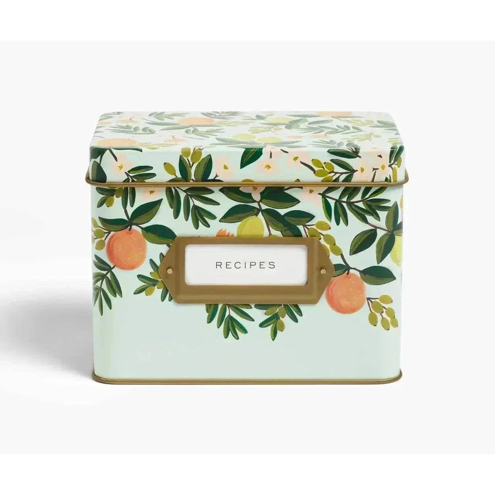 Citrus Floral Tin Recipe Box