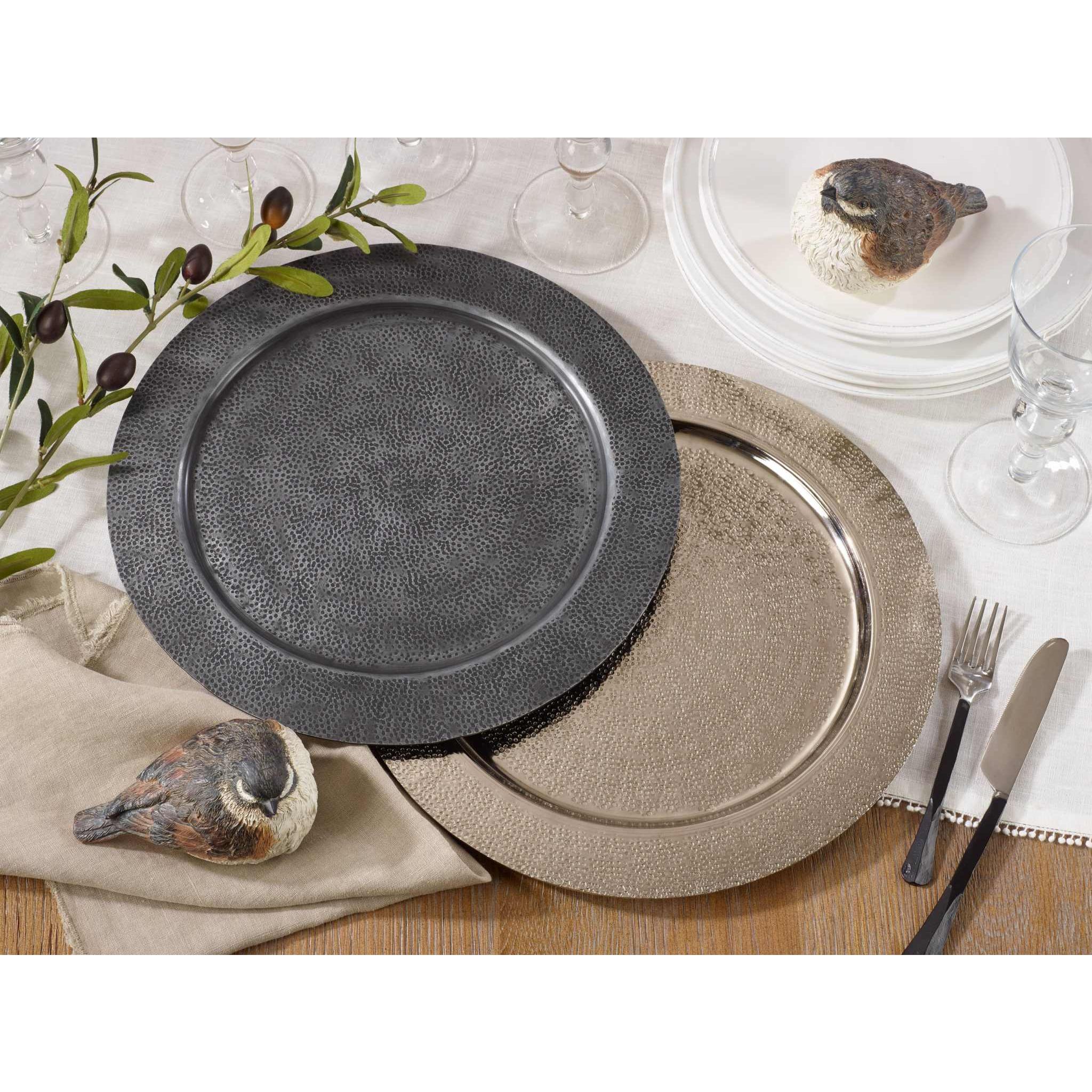 Graphite Hammered Charger Plate