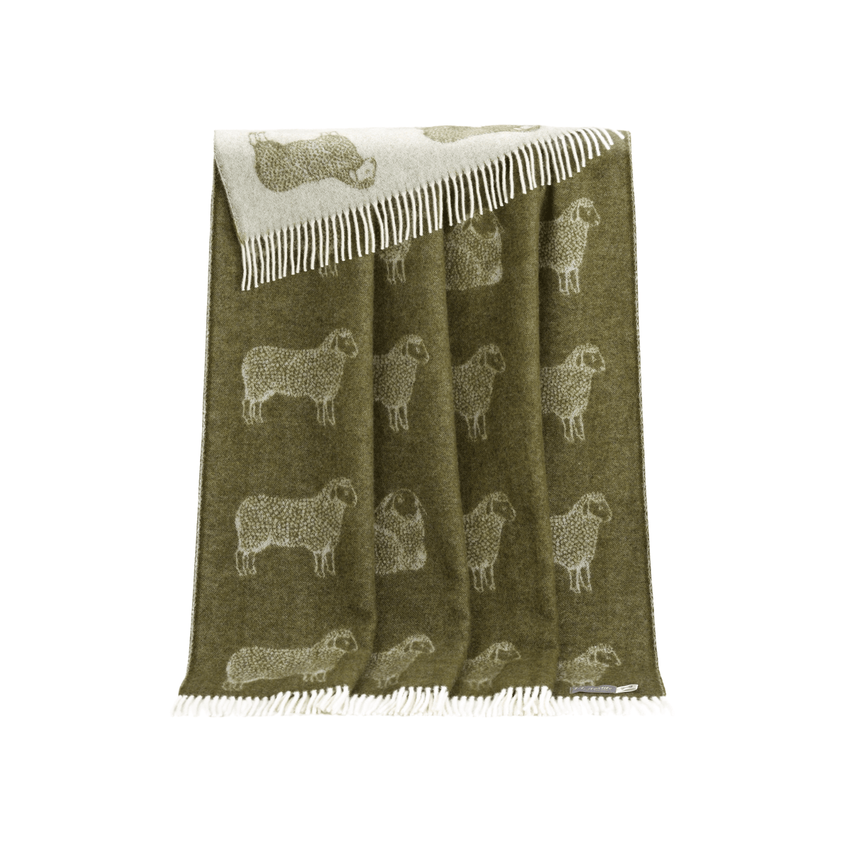 Moss Green Sheep Pure Wool Throw