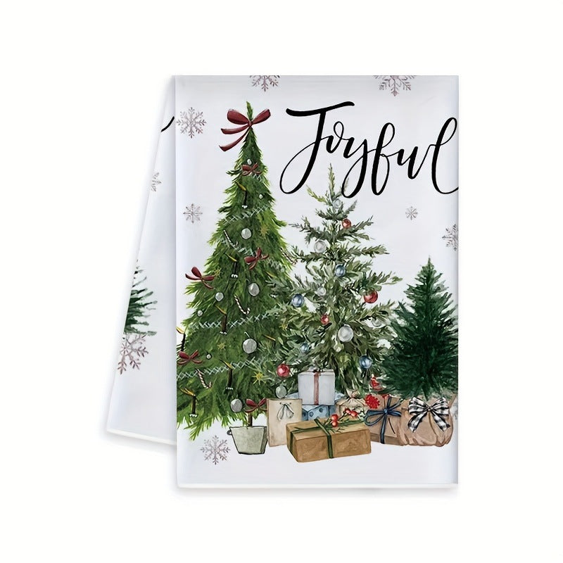 Christmas Print Kitchen Towel, Customizable Design, Absorbent