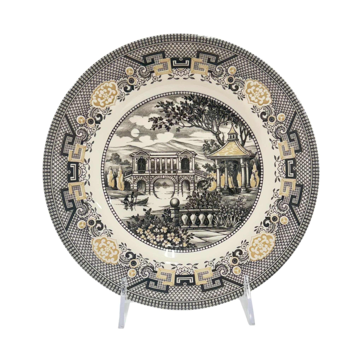 Royal Stafford Willow Black & Gold Salad Plates ¨C Set of 4, Made in England