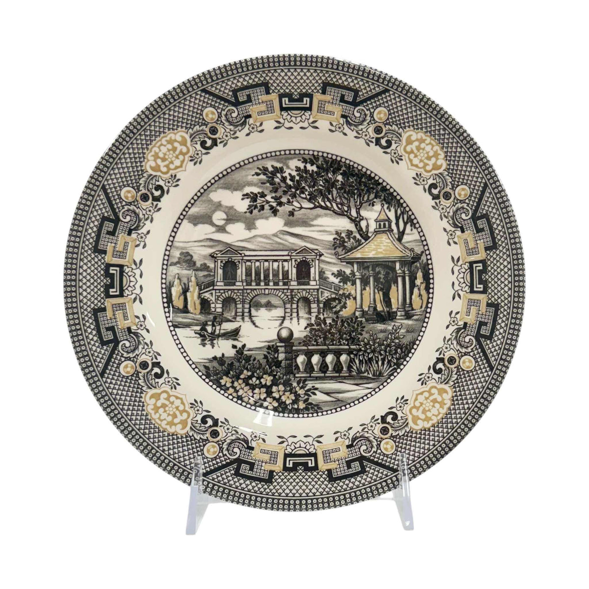 Royal Stafford Willow Black & Gold Salad Plates ¨C Set of 4, Made in England