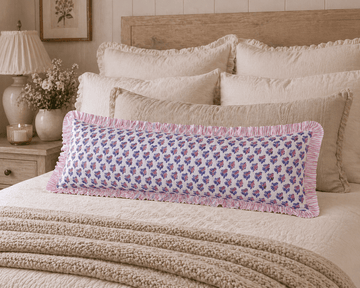 Lumbar Pink & Purple Floral Pillow Cover