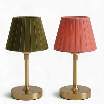 Velvet Pleated Rechargeable Cordless Table Lamp