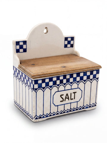 Vintage Blue & White SALT Wall Box