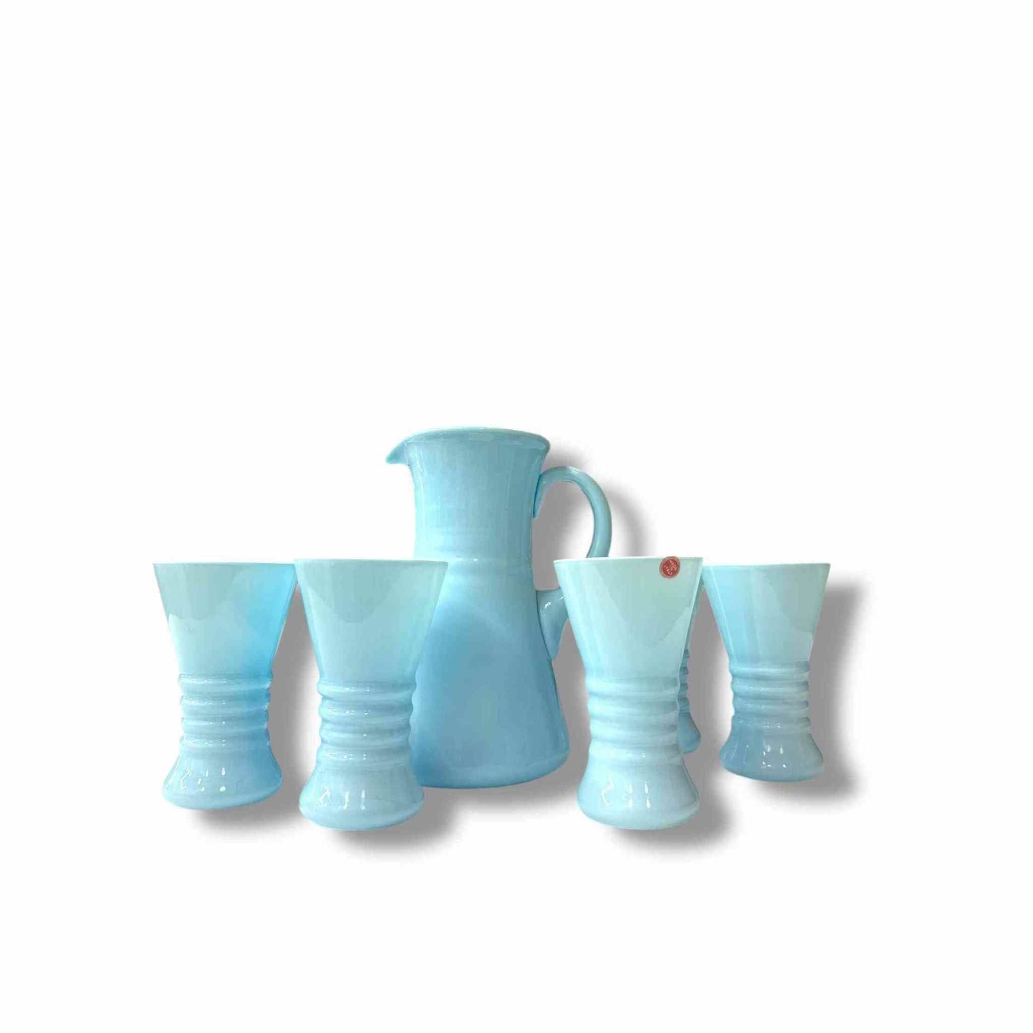 Vintage Italian opaline glassware Serving set of 6