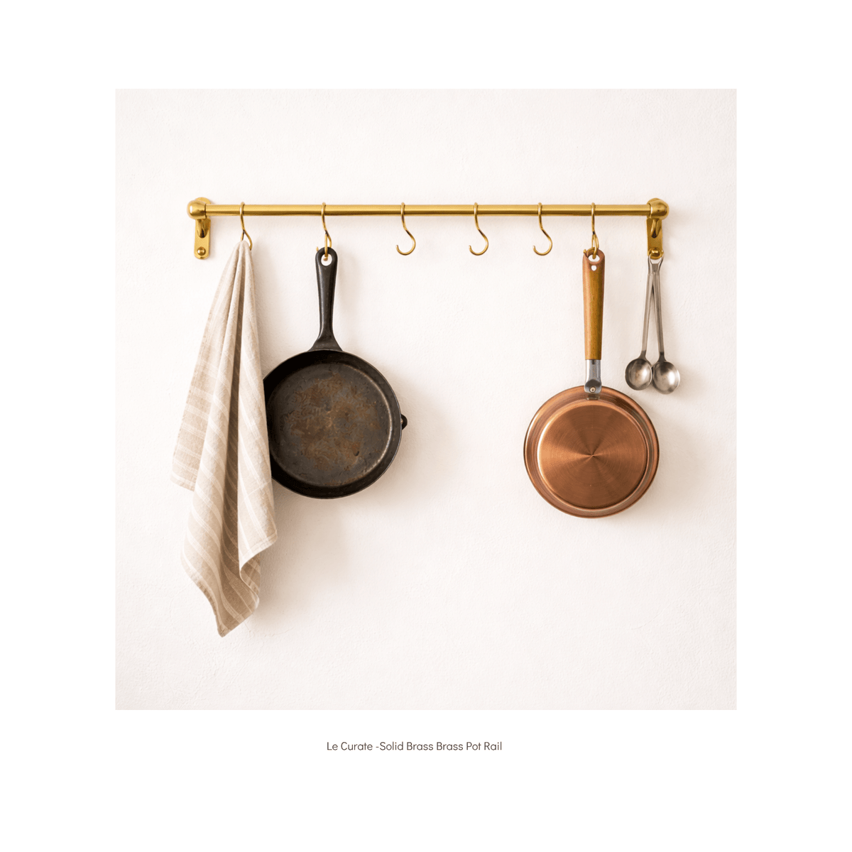 Solid Brass Hanging Pot Rail with Hooks
