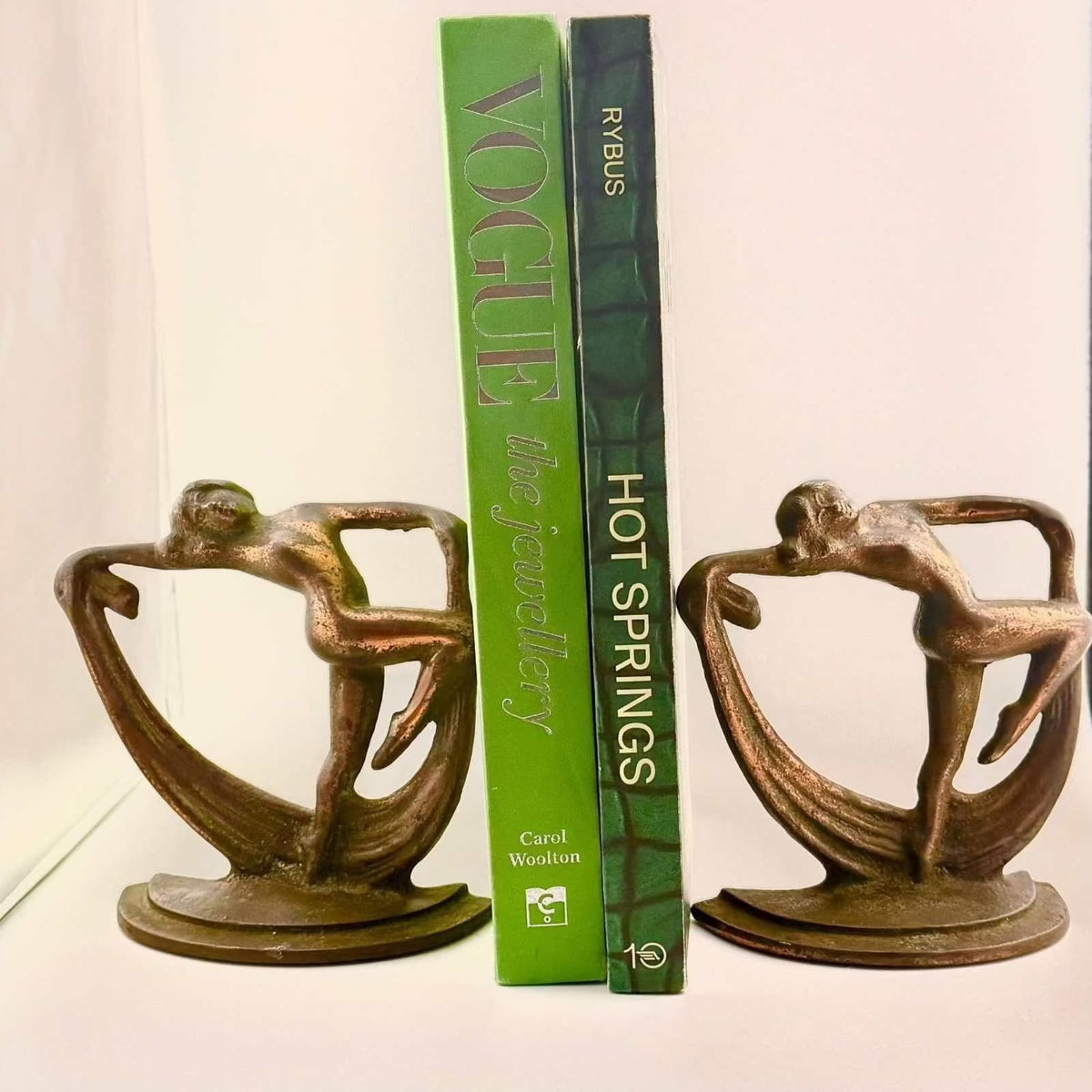 Art Deco Sculptural Dancer Bookends with Original Bronzed Patina