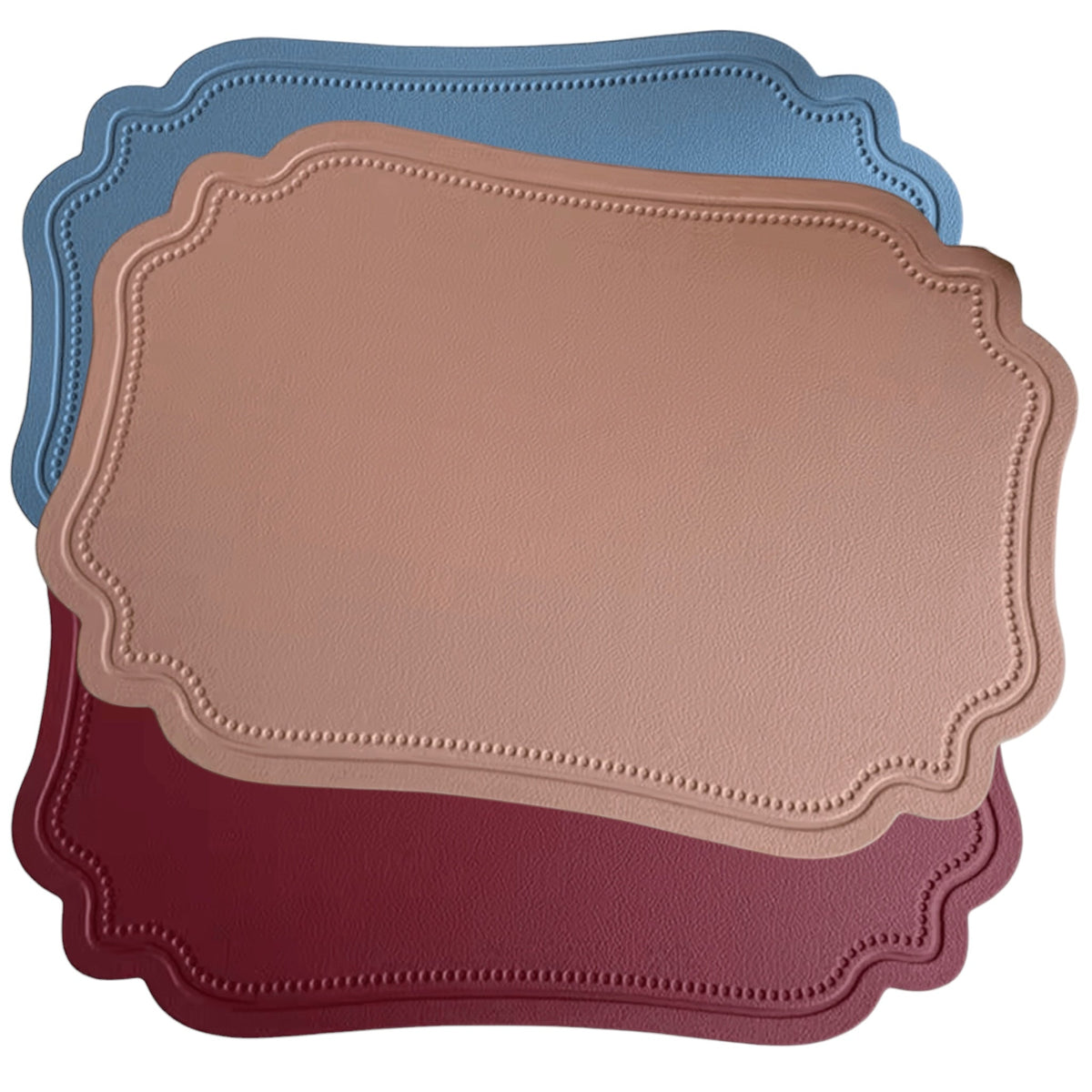 Scalloped Faux Leather Waterproof Placemat