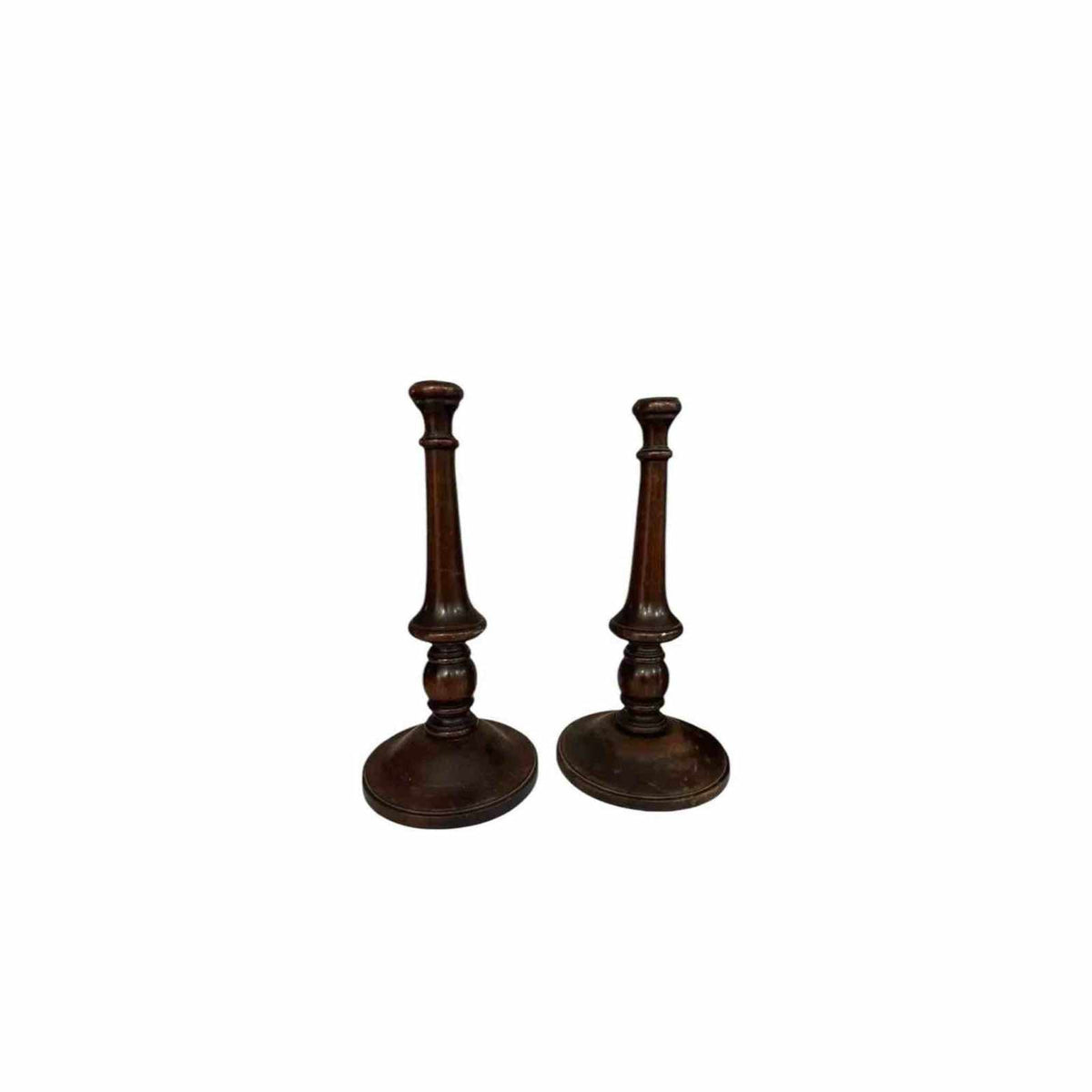 Antique Pair of Early 20th Century, walnut, Candlesticks