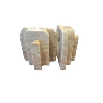Vintage peach alabaster pair of bookends