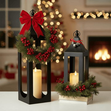 Black Iron Open-Frame Lanterns ¨C Set of Two