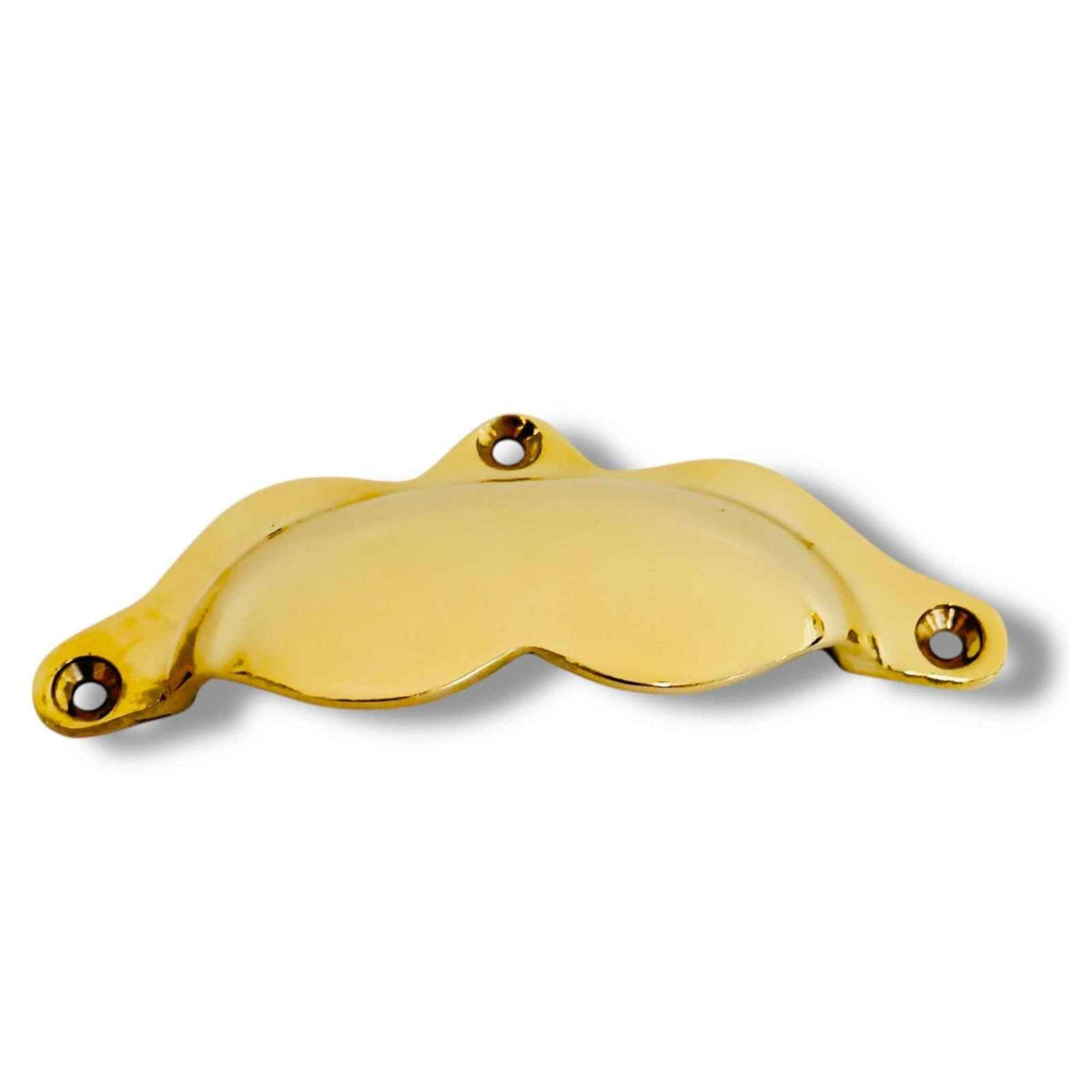 Scalloped Solid Unlacquered Brass Drawer Pull, 4" ¨C Vintage Cabinet Hardware
