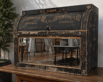 Antique Monrad & Co. Chicago Cloves General Store Display Cabinet