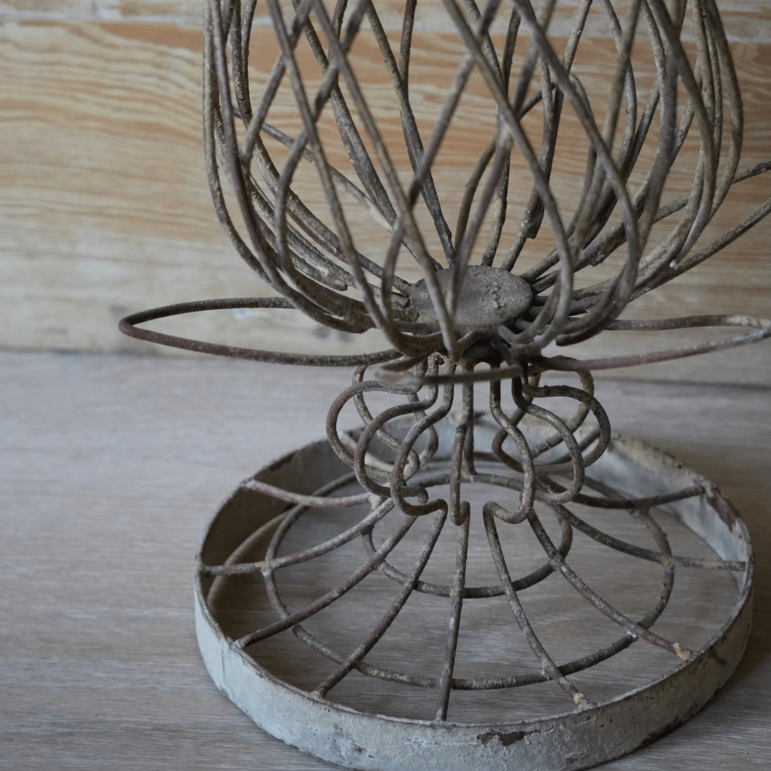 Primitive Sculptural Wire Garden Vessel on Pedestal