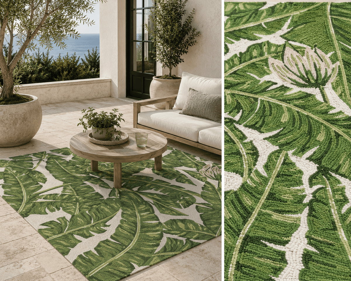 Momeni Veranda Green Leaves Indoor/Outdoor Area Rug ¨C 5' ¡Á 8'