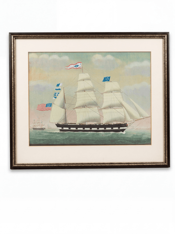 Antique American Clipper Ship Watercolor ¡ª Framed Maritime Wall Art
