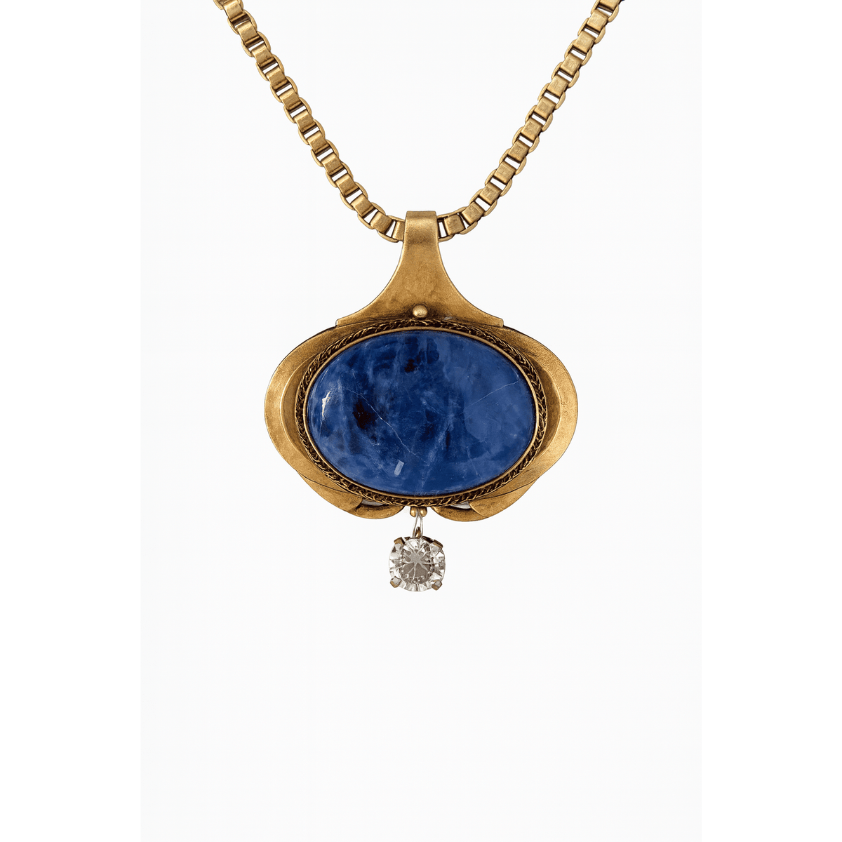 Blue Sodalite Pendant with Gold Frame ¨C Antique Victorian, Paris