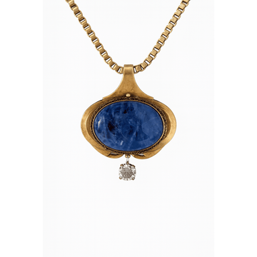 Blue Sodalite Pendant with Gold Frame ¨C Antique Victorian, Paris