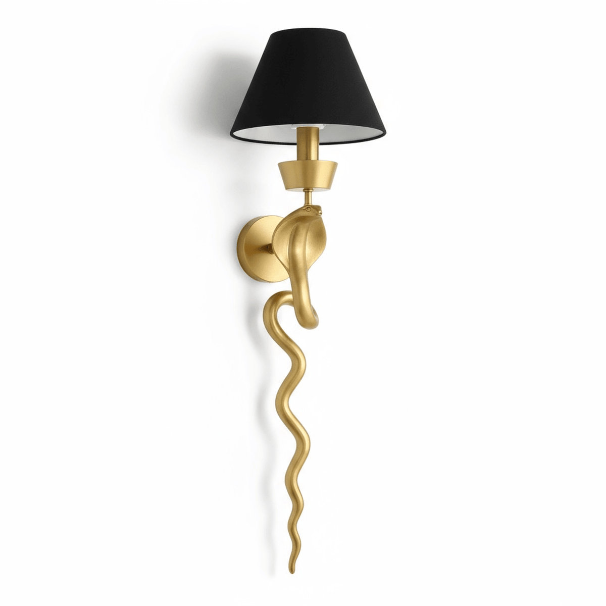 Gold Serpent Wall Sconce Linen Shade