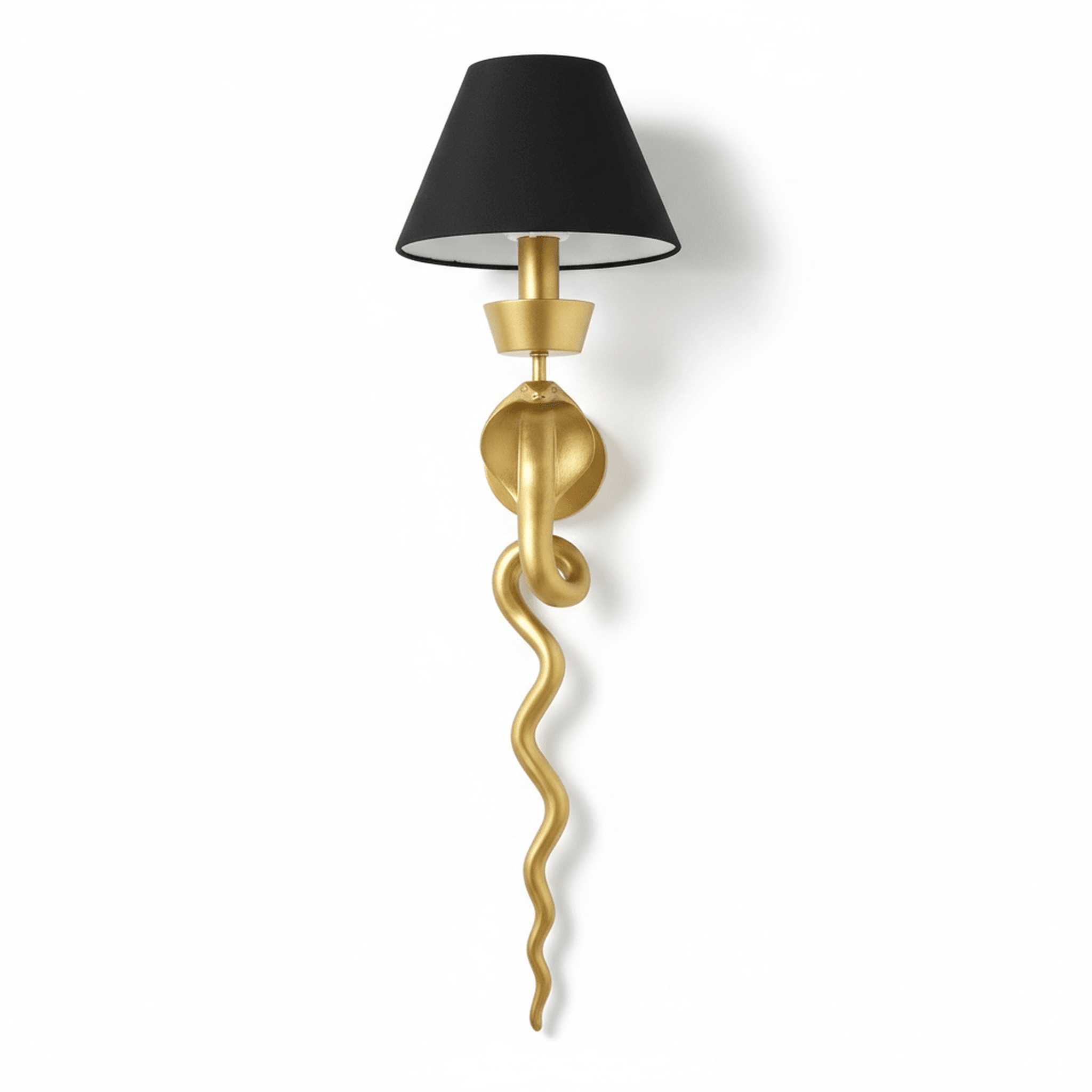 Gold Serpent Wall Sconce Linen Shade