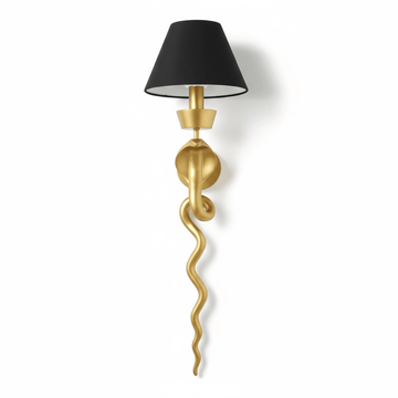 Gold Serpent Wall Sconce Linen Shade