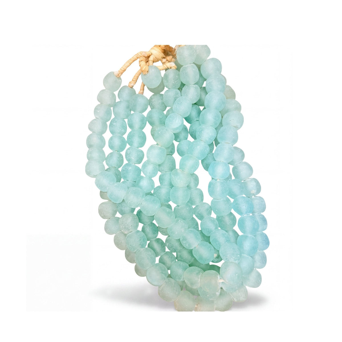 Aqua Sea-Glass Recycled Glass Bead Strands ¡ª 5-Strand Grouping (Ghanaian Krobo)