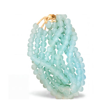 Aqua Sea-Glass Recycled Glass Bead Strands ¡ª 5-Strand Grouping (Ghanaian Krobo)