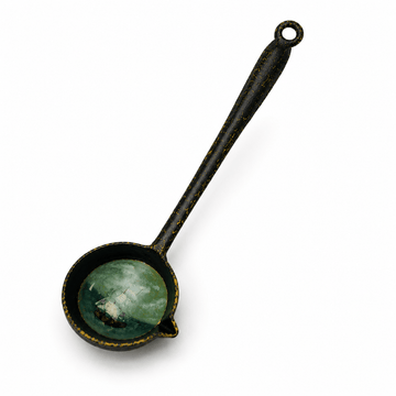 Vintage Cast Iron Dipper ¡¤ Hand-Painted Sailing Ship ¡¤ Nautical Folk Art