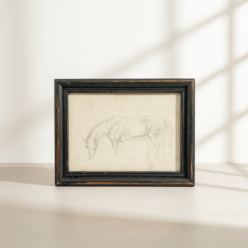 Framed Equestrian Horse Sketch Art Print, Vintage Styled